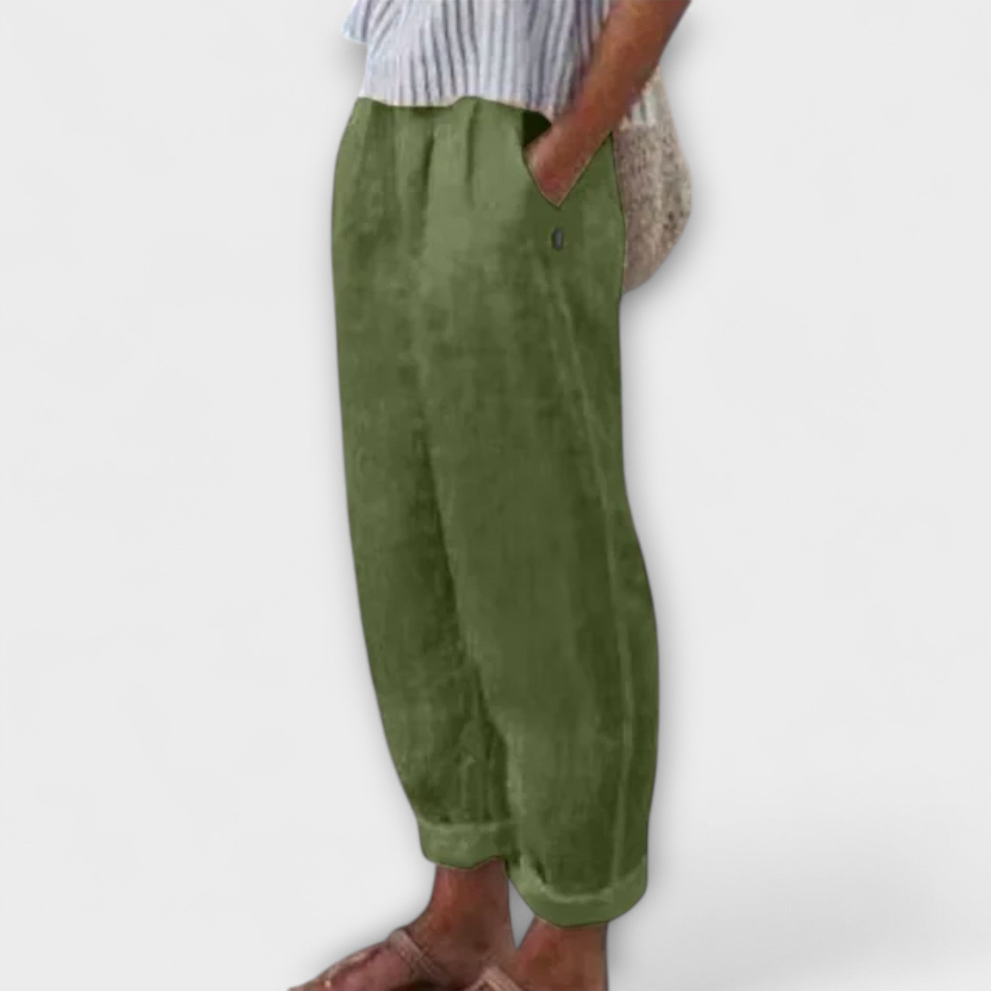 Klára - Pantaloni cu talie elastică și buzunare laterale