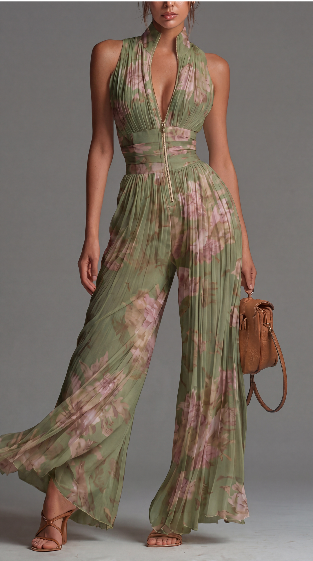 Inés | Plissée Floral Georgette Jumpsuit