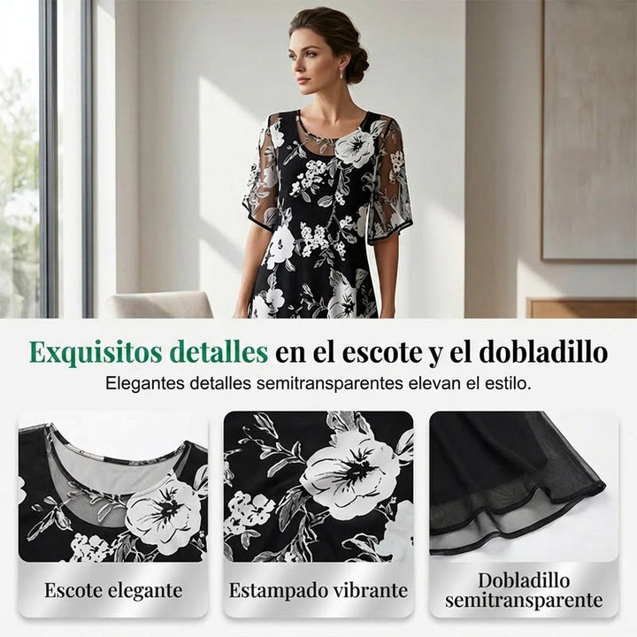 Elisa - Élégante robe en chiffon à motifs floraux