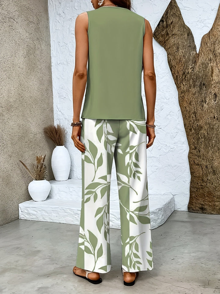 Esmee | Ensemble Pantalon Imprimé Top Sans Manches & Coupe Ample