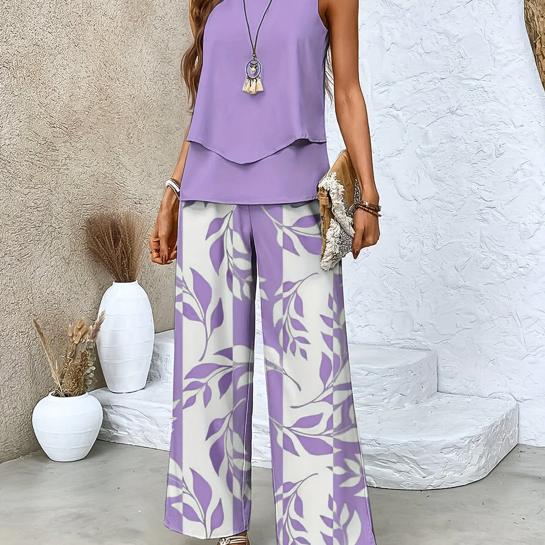 Esmee | Ensemble Pantalon Imprimé Top Sans Manches & Coupe Ample