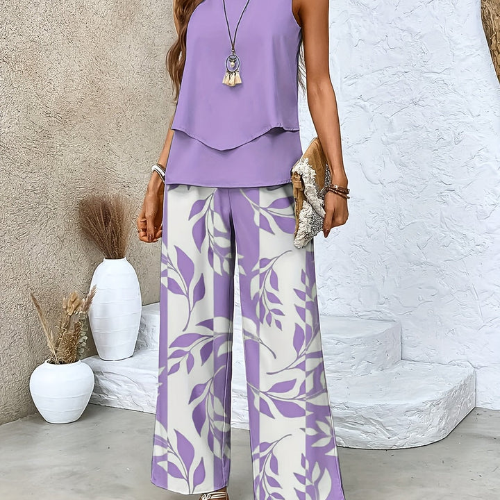 Esmee | Ensemble Pantalon Imprimé Top Sans Manches & Coupe Ample