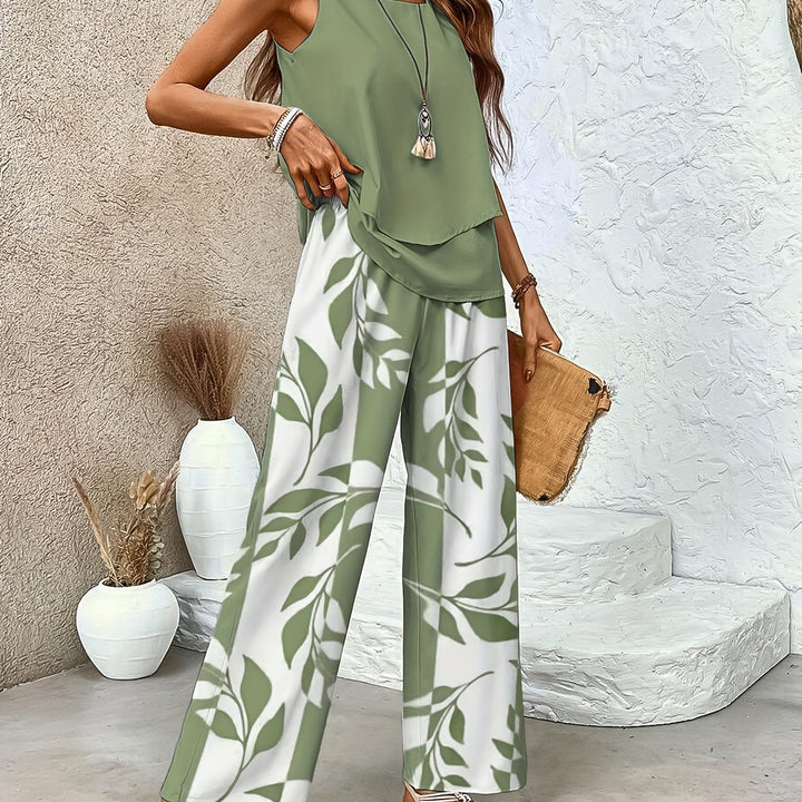 Esmee | Ensemble Pantalon Imprimé Top Sans Manches & Coupe Ample