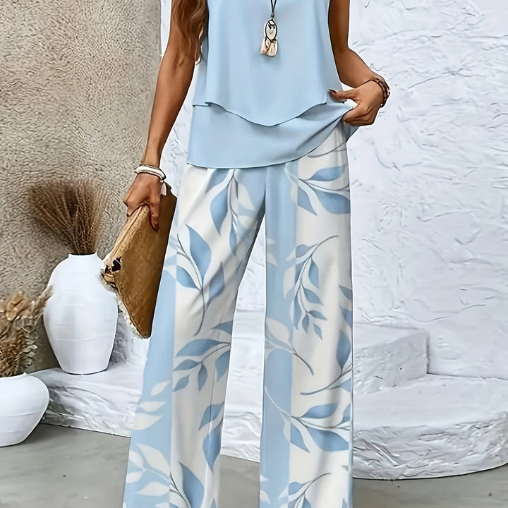 Esmee | Ensemble Pantalon Imprimé Top Sans Manches & Coupe Ample