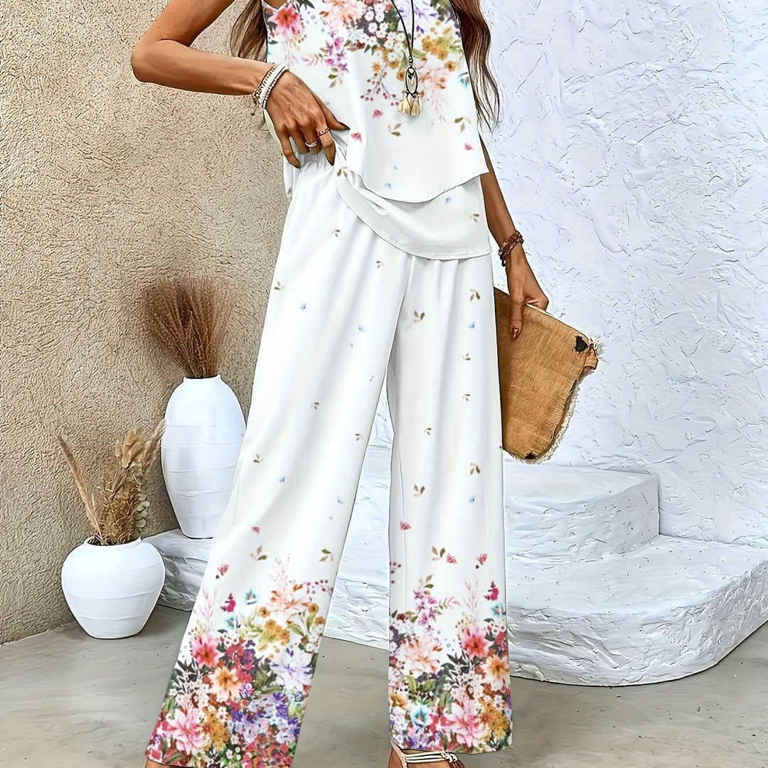 Esmee | Ensemble Pantalon Imprimé Top Sans Manches & Coupe Ample
