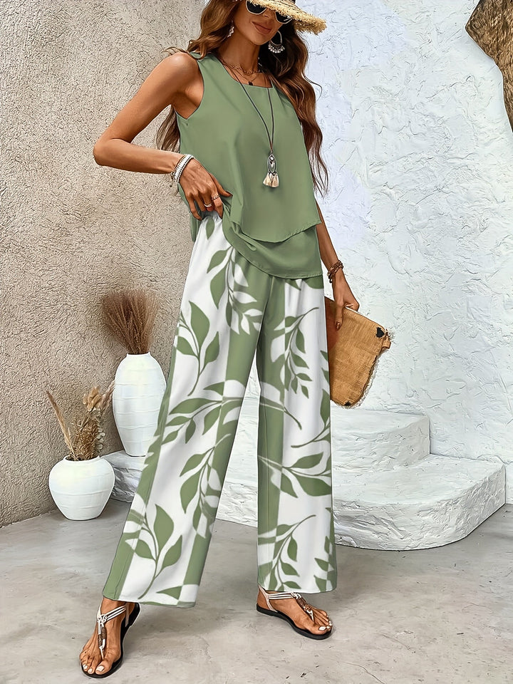 Esmee | Ensemble Pantalon Imprimé Top Sans Manches & Coupe Ample