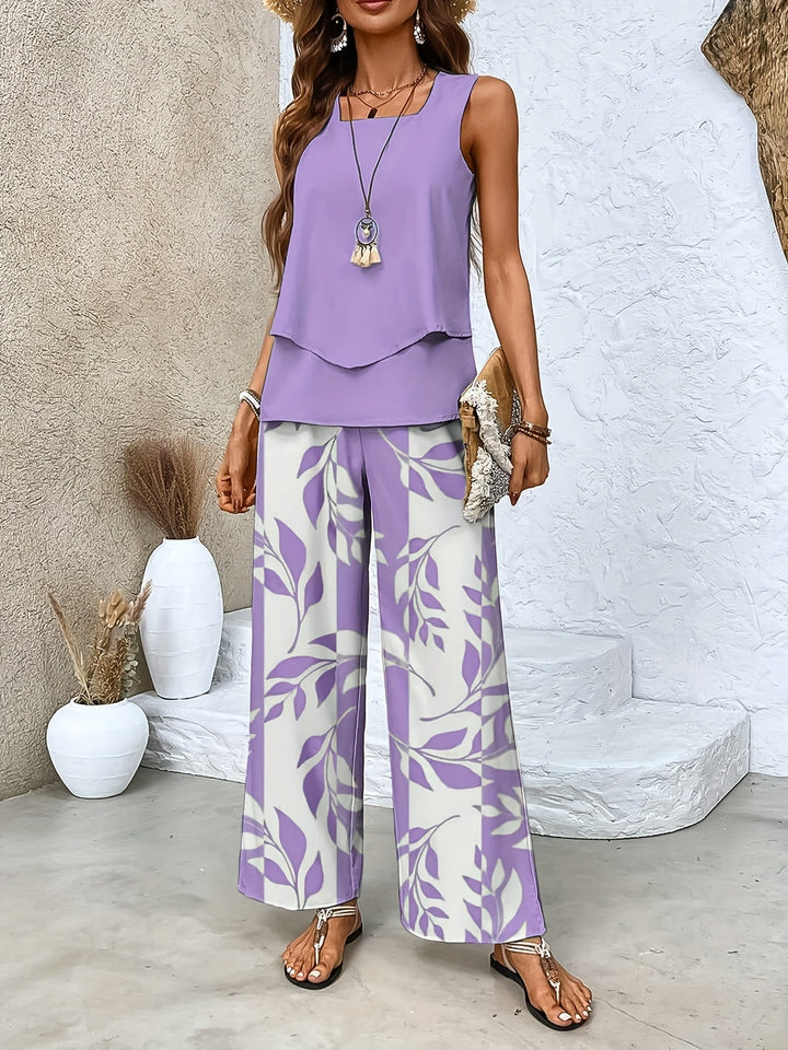 Esmee | Ensemble Pantalon Imprimé Top Sans Manches & Coupe Ample