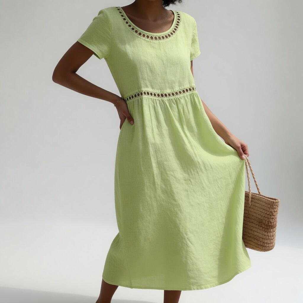 Sabina | Rochie Midi cu Margină Tip Ochi