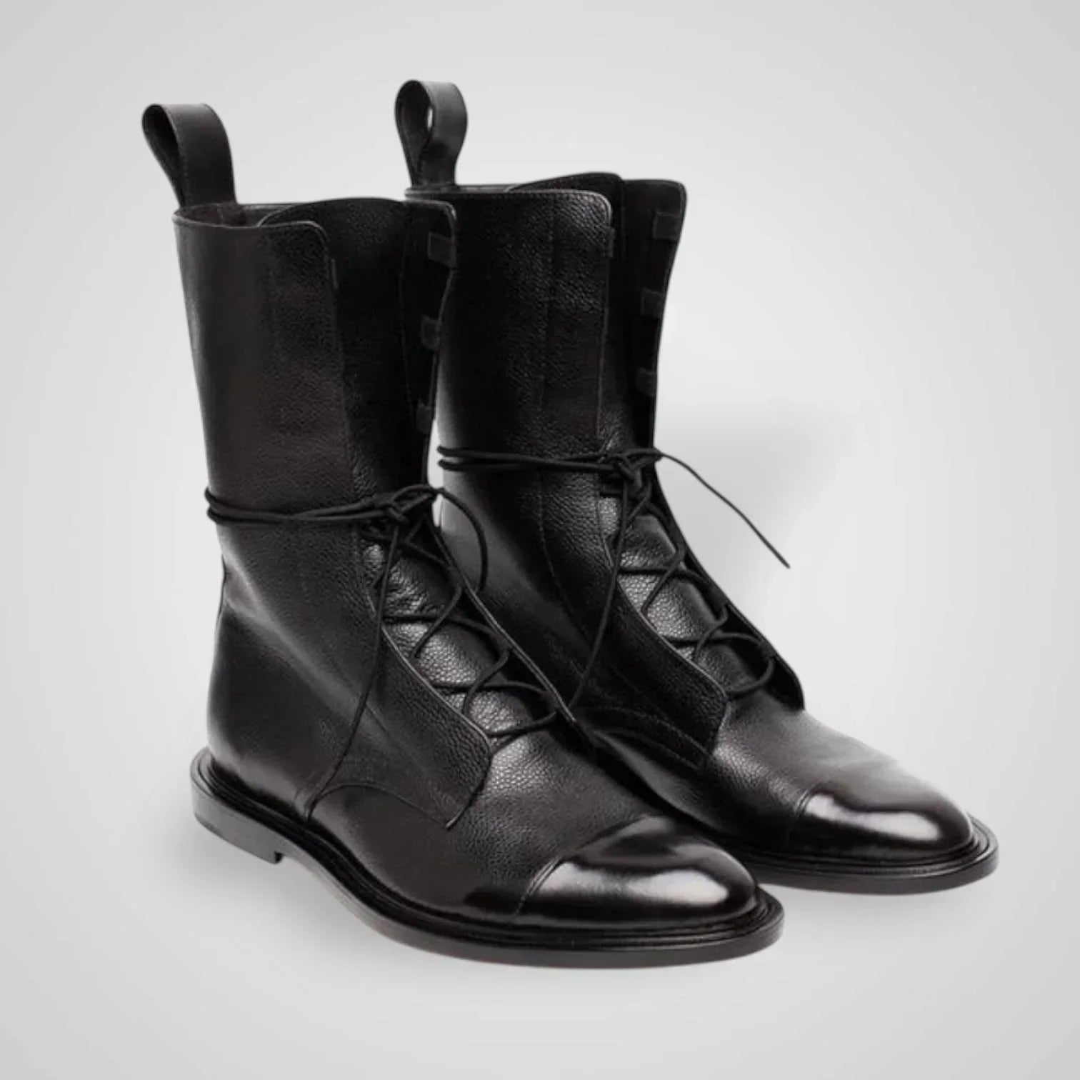 Vigi - Botină din piele pentru gleznă cu șireturi, finisaj neted și texturat