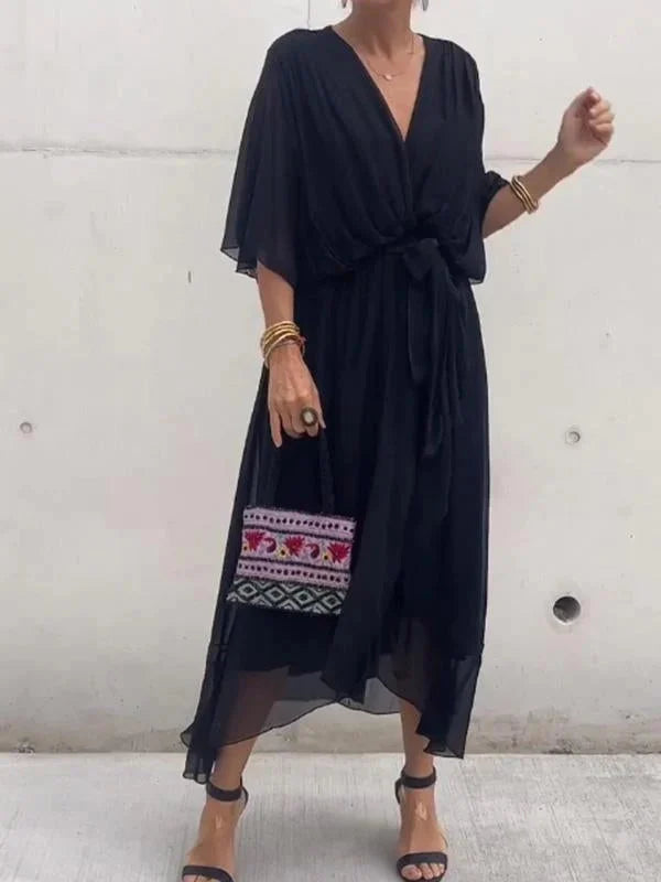 Keira - Robe en chiffon élégante et stylée avec décolleté en V