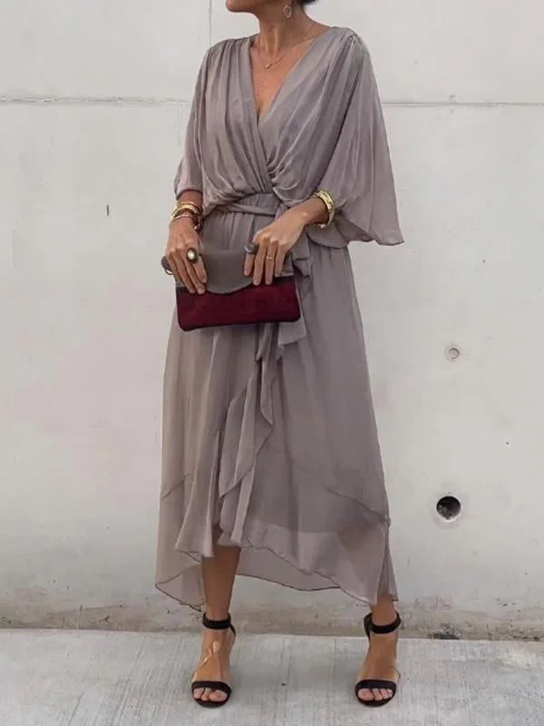 Keira - Robe en chiffon élégante et stylée avec décolleté en V