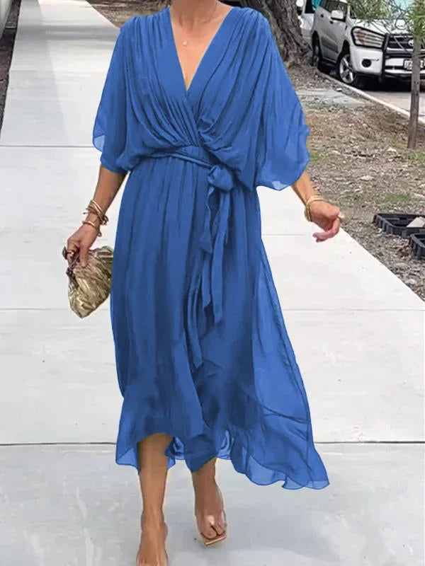 Keira - Robe en chiffon élégante et stylée avec décolleté en V