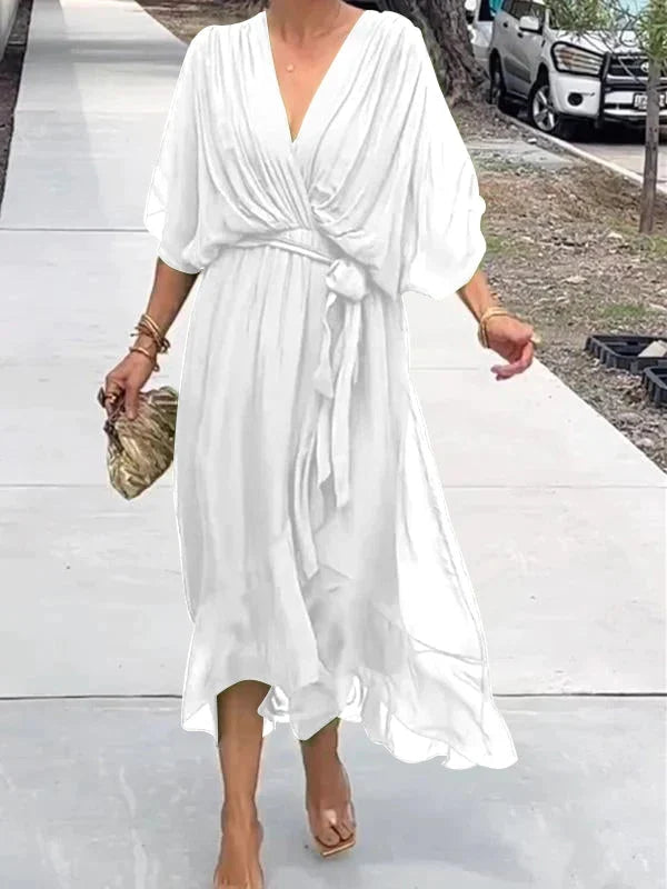 Keira - Robe en chiffon élégante et stylée avec décolleté en V