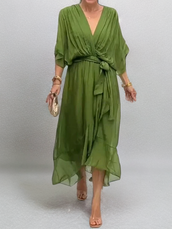 Keira - Robe en chiffon élégante et stylée avec décolleté en V