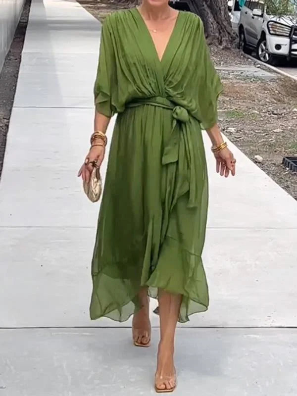 Keira - Robe en chiffon élégante et stylée avec décolleté en V