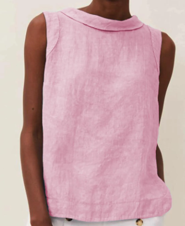 Coco | Blouse en Lin avec Manches Courtes et Col Rond : Légèreté Estivale