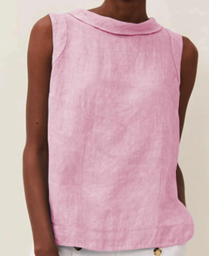 Coco | Blouse en Lin avec Manches Courtes et Col Rond : Légèreté Estivale