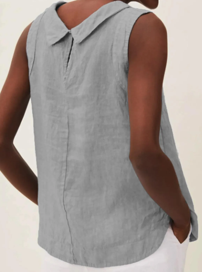 Coco | Blouse en Lin avec Manches Courtes et Col Rond : Légèreté Estivale