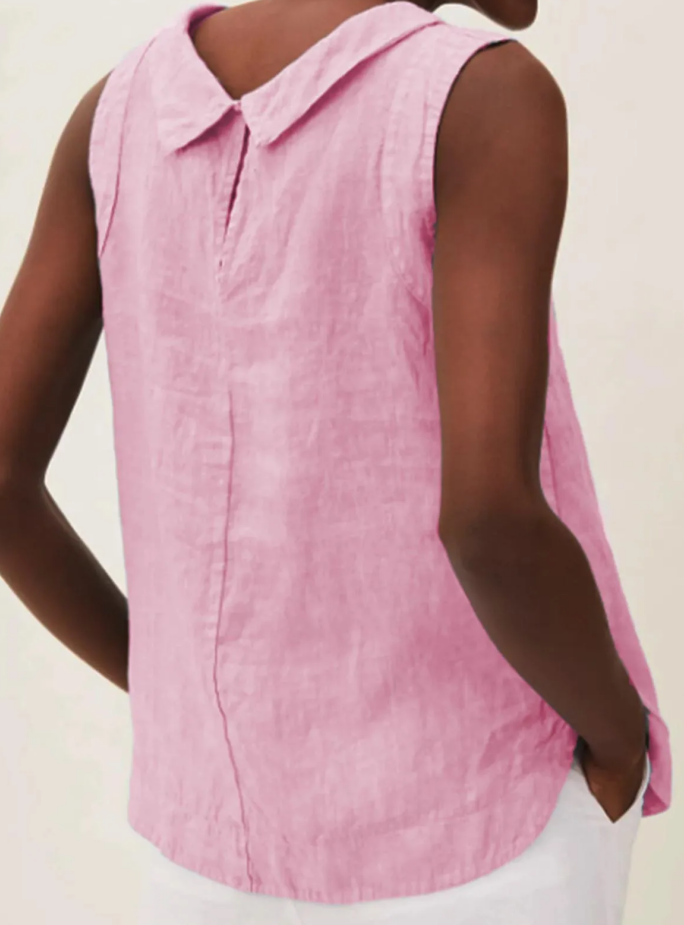 Coco | Blouse en Lin avec Manches Courtes et Col Rond : Légèreté Estivale