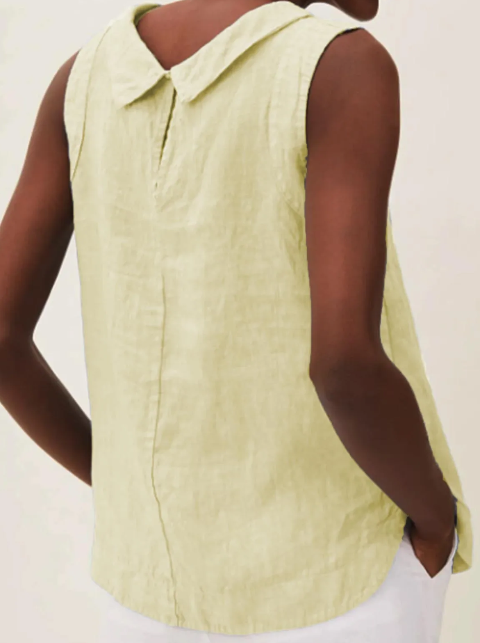 Coco | Blouse en Lin avec Manches Courtes et Col Rond : Légèreté Estivale