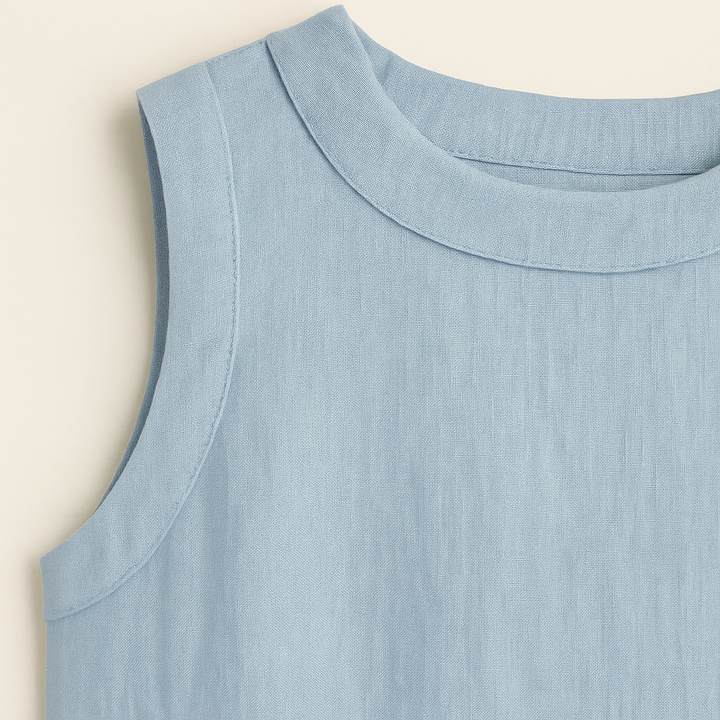 Coco | Blouse en Lin avec Manches Courtes et Col Rond : Légèreté Estivale