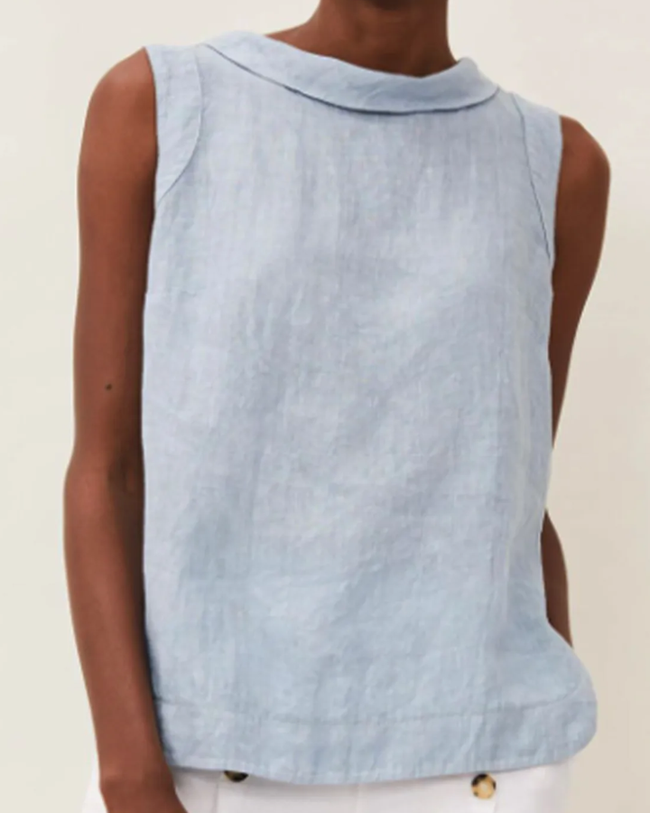 Coco | Blouse en Lin avec Manches Courtes et Col Rond : Légèreté Estivale