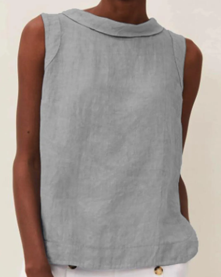 Coco | Blouse en Lin avec Manches Courtes et Col Rond : Légèreté Estivale
