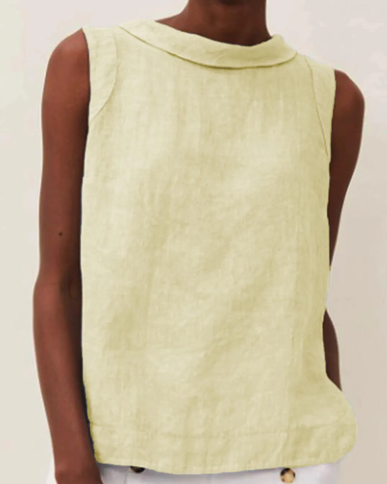 Coco | Blouse en Lin avec Manches Courtes et Col Rond : Légèreté Estivale