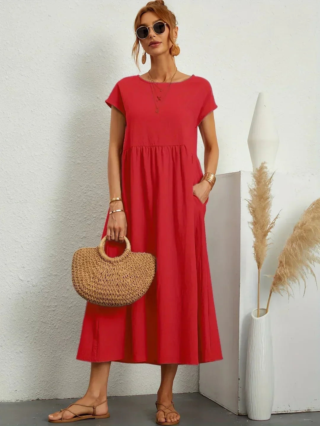 Catalina | Midi Dress in Flowing Cotton and Silk