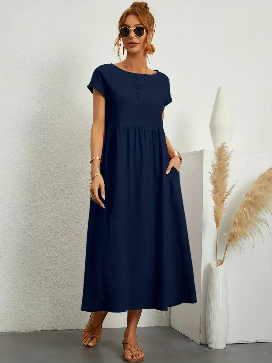Catalina | Midi Dress in Flowing Cotton and Silk