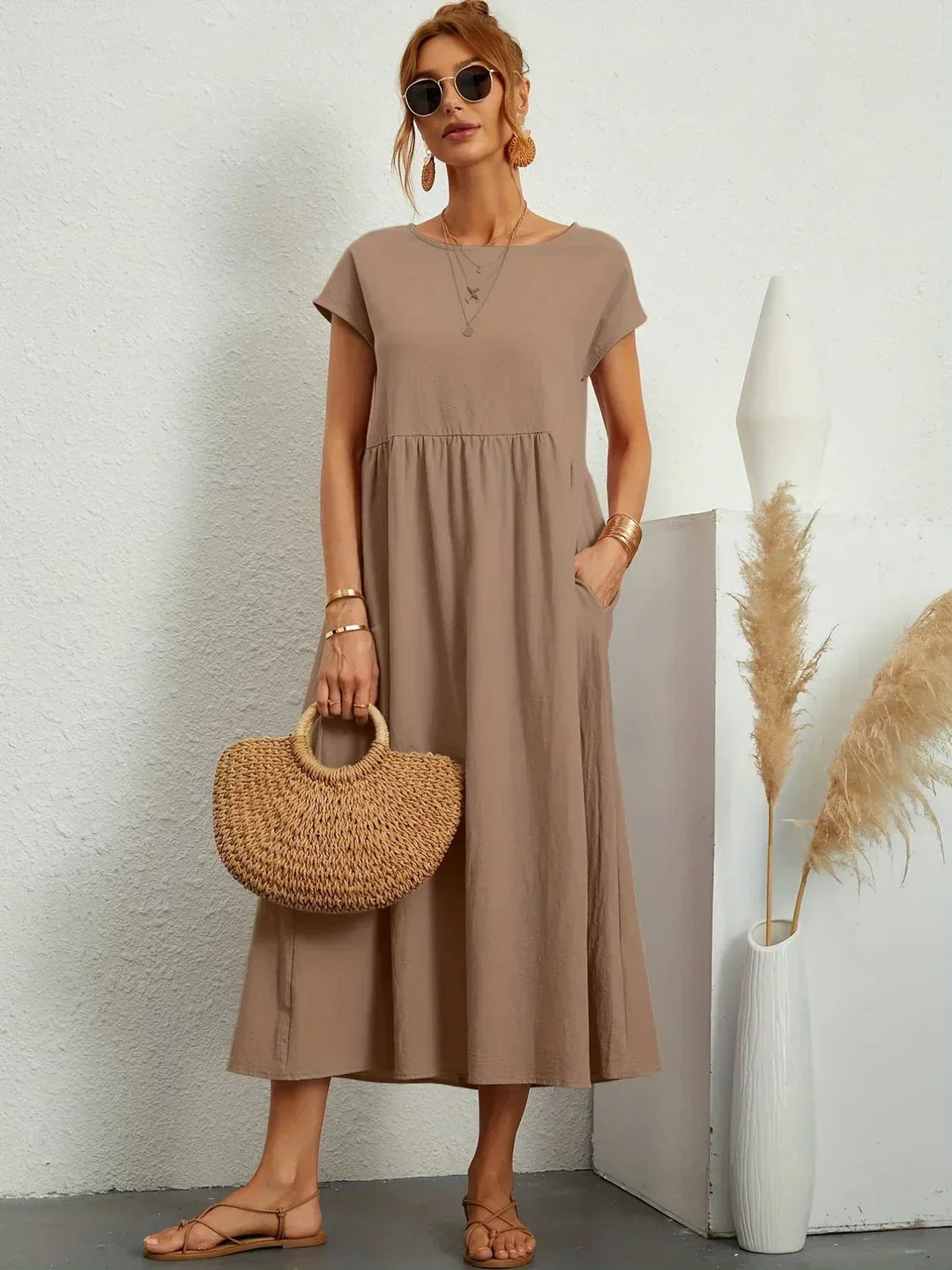Catalina | Midi Dress in Flowing Cotton and Silk
