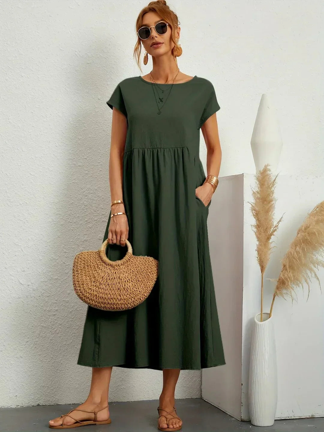 Catalina | Midi Dress in Flowing Cotton and Silk