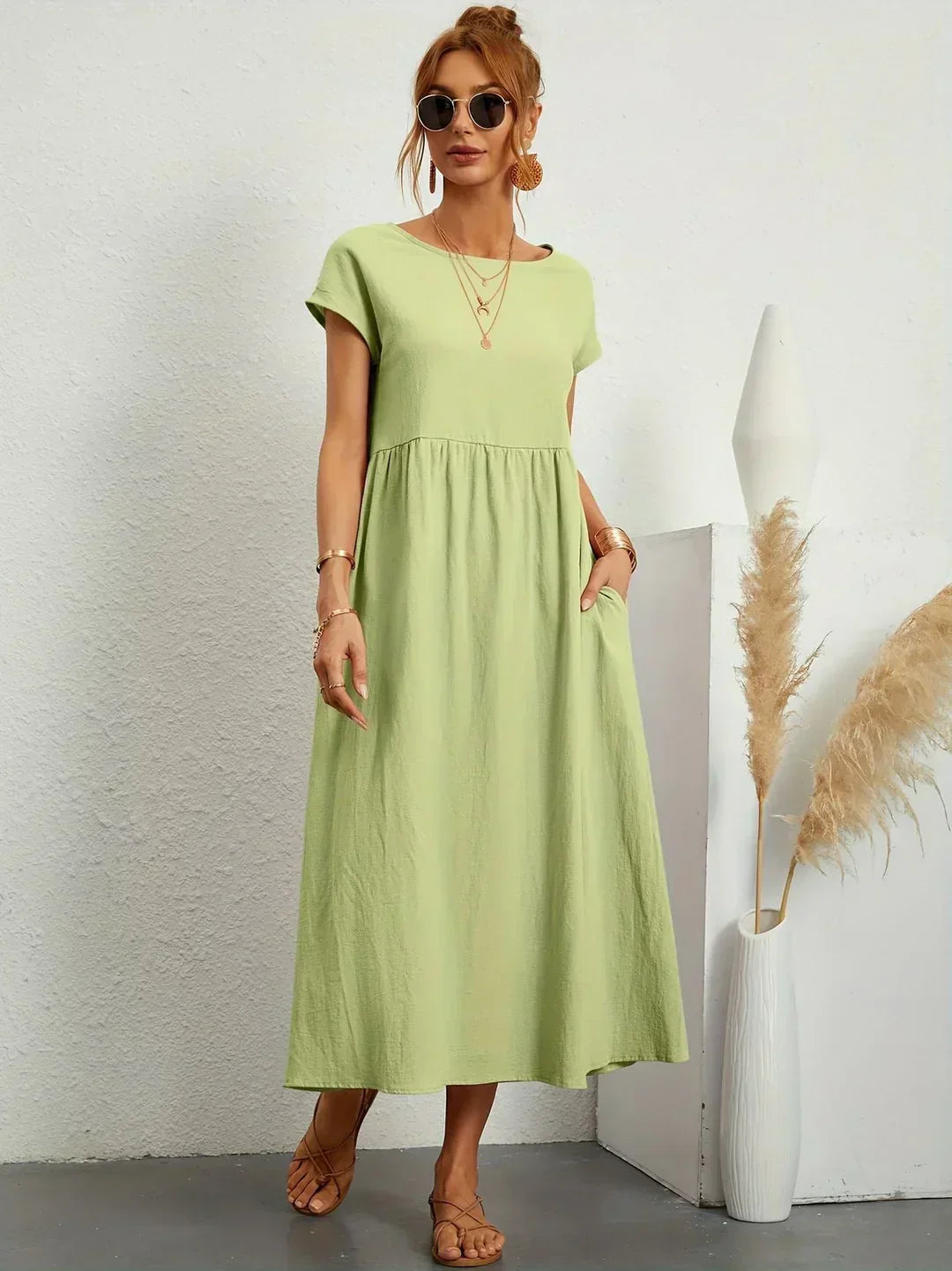 Catalina | Midi Dress in Flowing Cotton and Silk