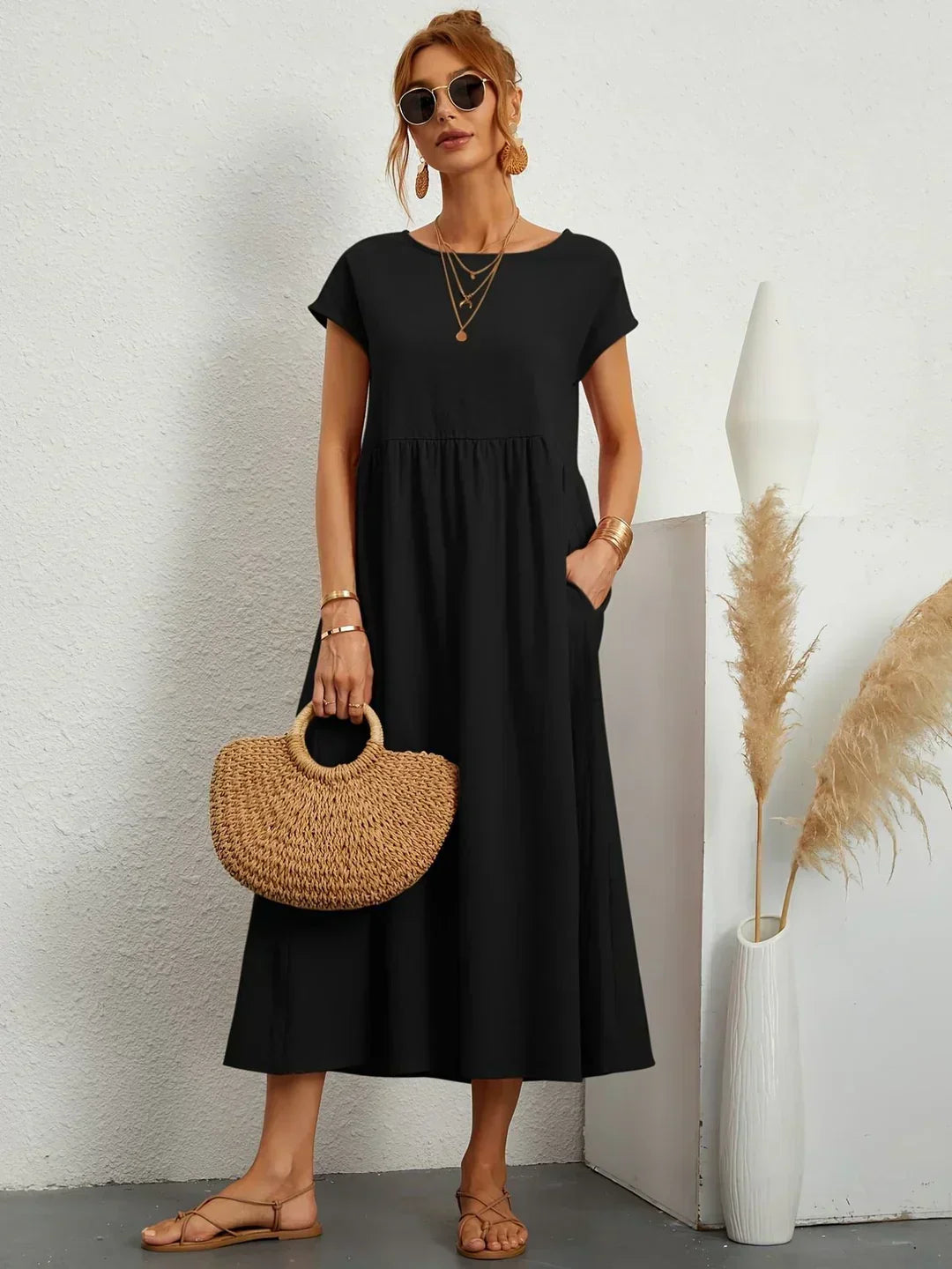Catalina | Midi Dress in Flowing Cotton and Silk