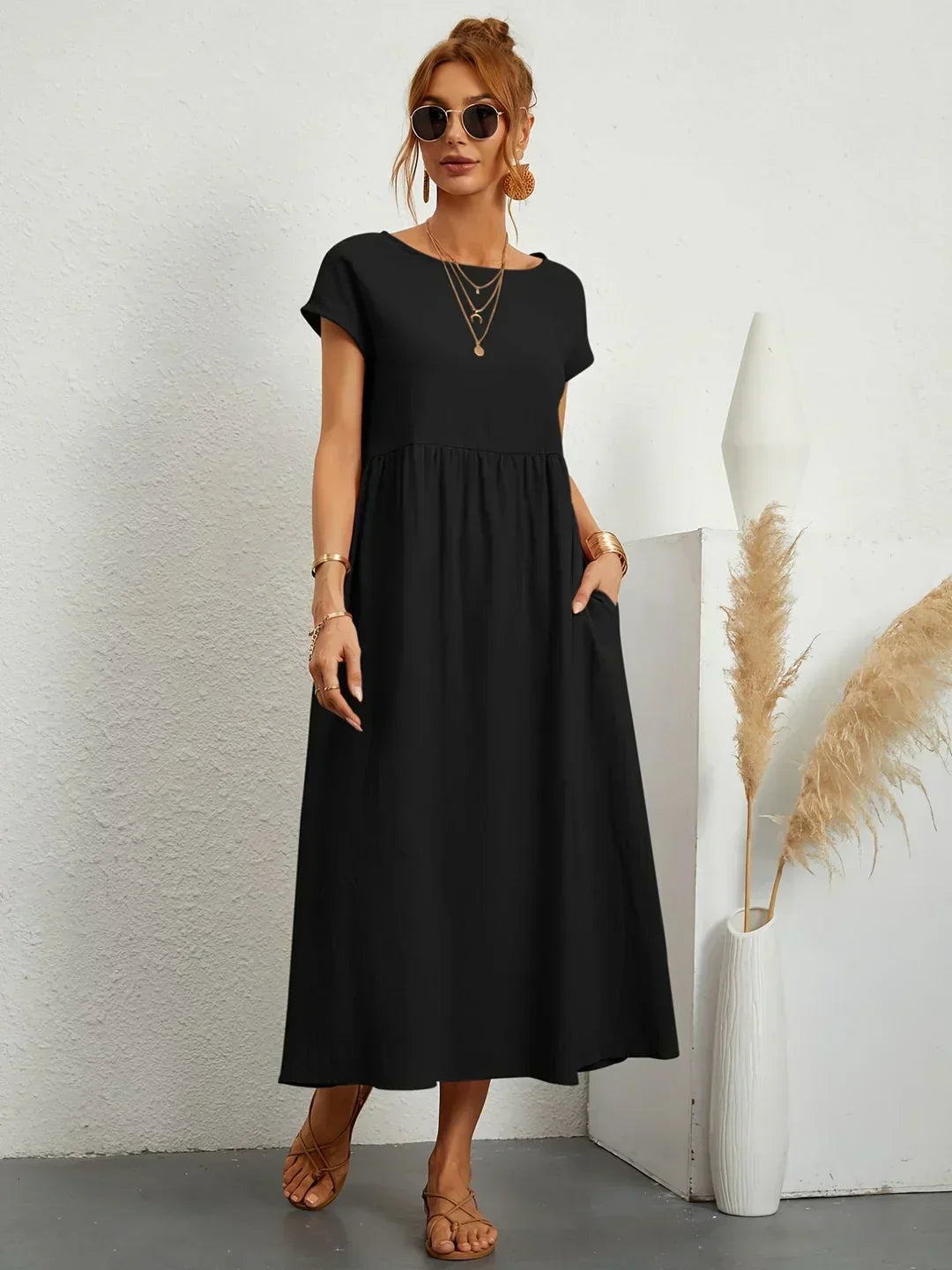 Catalina | Midi Dress in Flowing Cotton and Silk