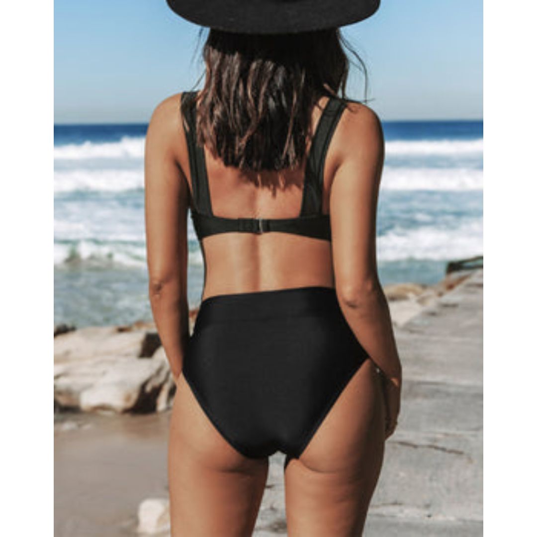 Hilde | Maillot Une‑Pièce Uni à Taille Haute