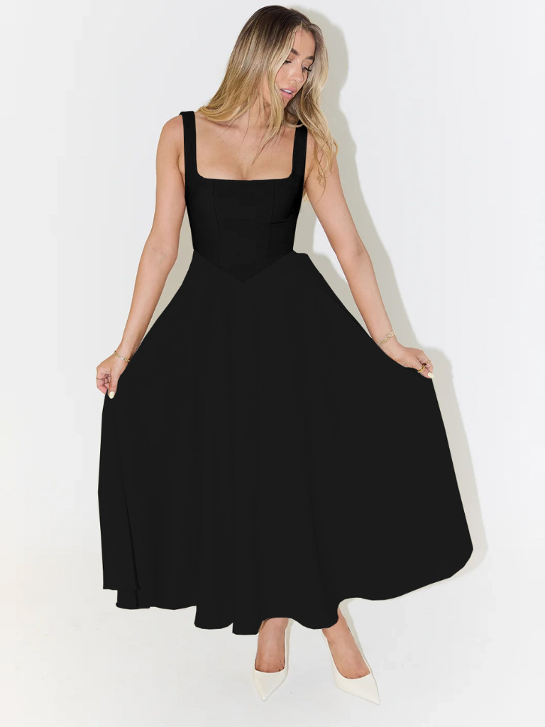 Grace | Robe Midi Légère à Décolleté Carré