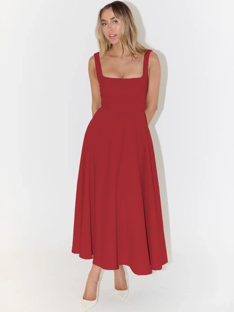 Grace | Robe Midi Légère à Décolleté Carré