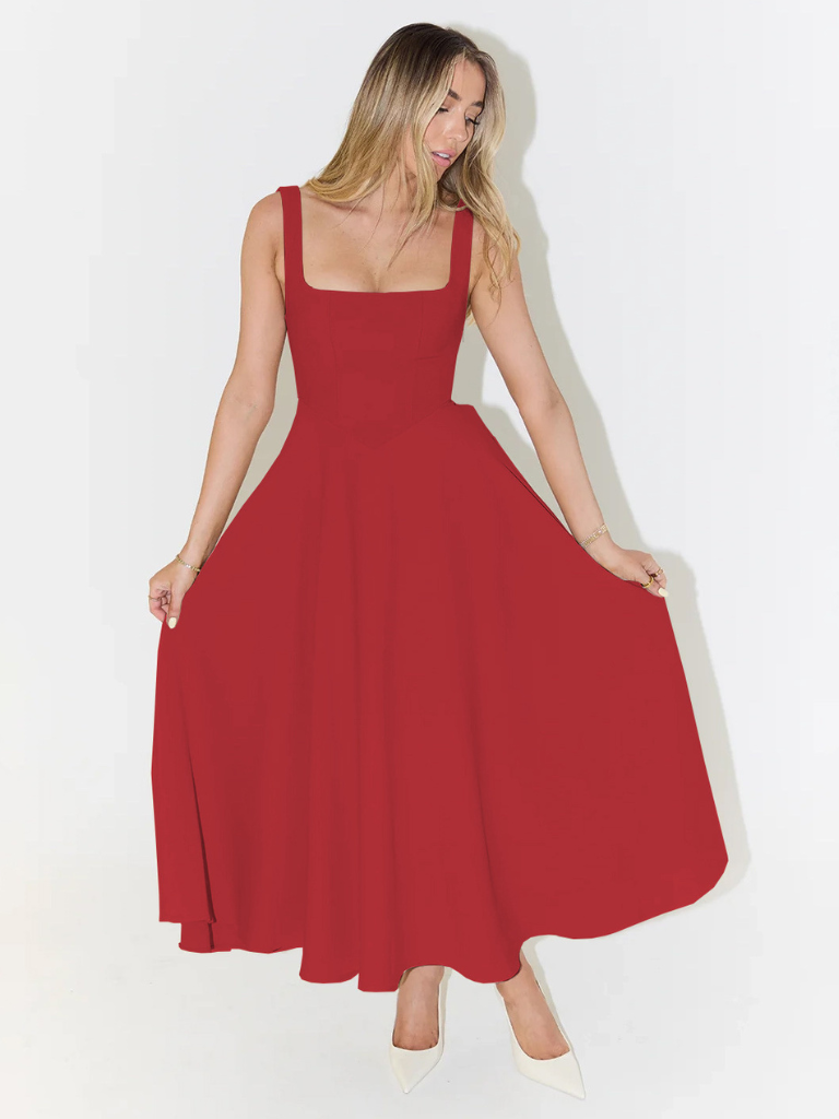 Grace | Robe Midi Légère à Décolleté Carré