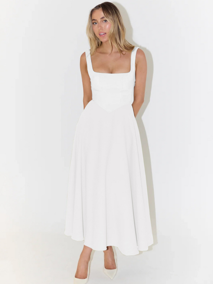 Grace | Robe Midi Légère à Décolleté Carré