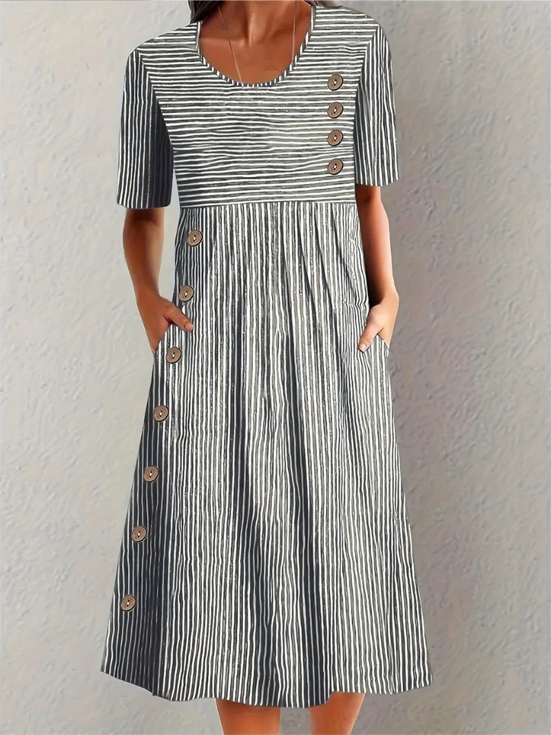 Marina | Robe Midi Rayée Élégante