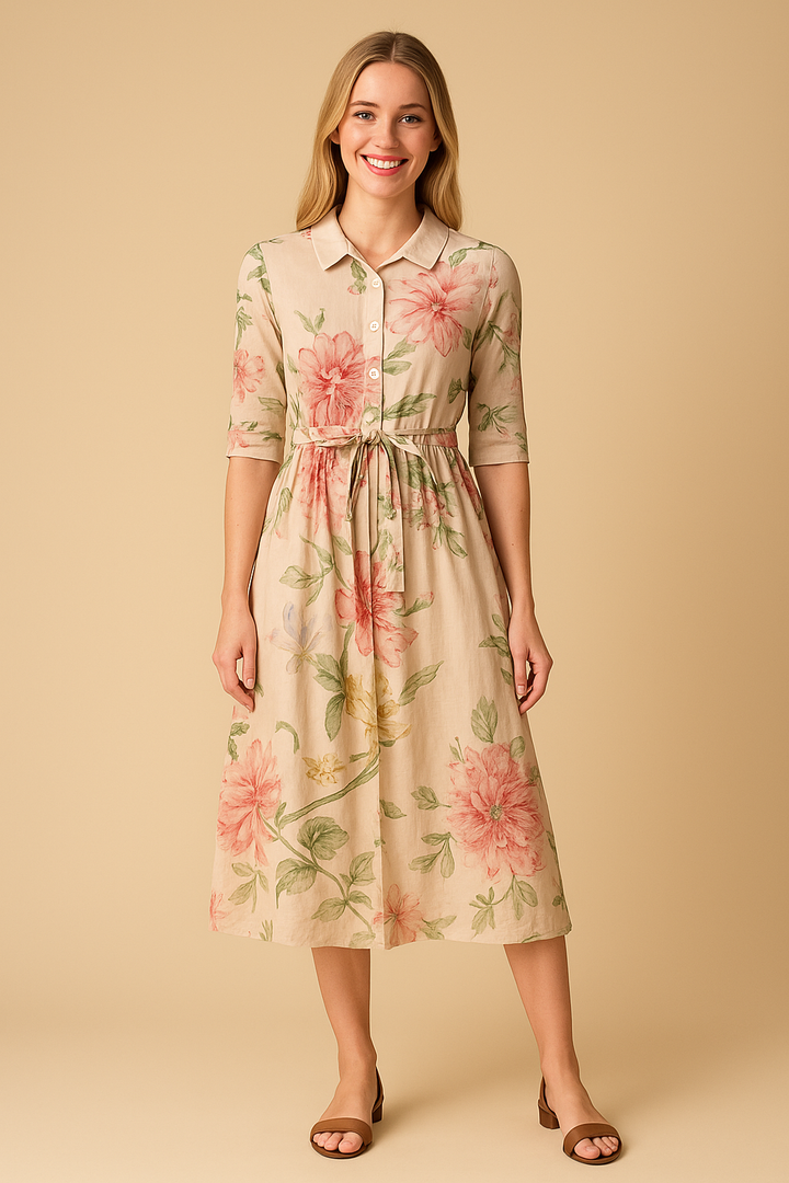 Phoebe | Robe vintage en dentelle avec imprimé floral botanique