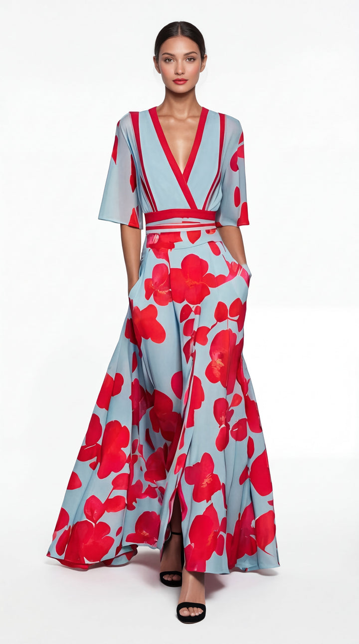 Valentina | Élégante robe longue à décolleté plongeant