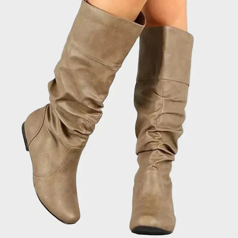 Vasia - Botine Casual cu Toc Mic și Detalii Plisate