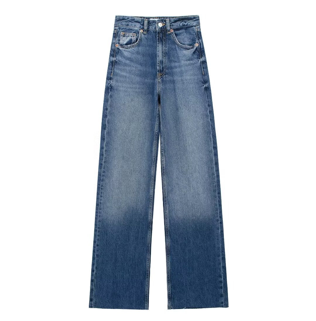 Julie | Pantalon Bleu Femme à Jambes Larges