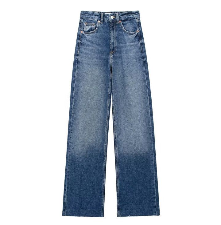 Julie | Pantalon Bleu Femme à Jambes Larges