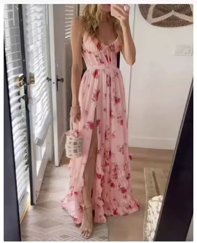 Paola | Robe romantique à fleurs avec décolleté en V