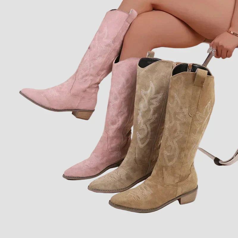 Katerina - Botine Cowboy Western din Suede