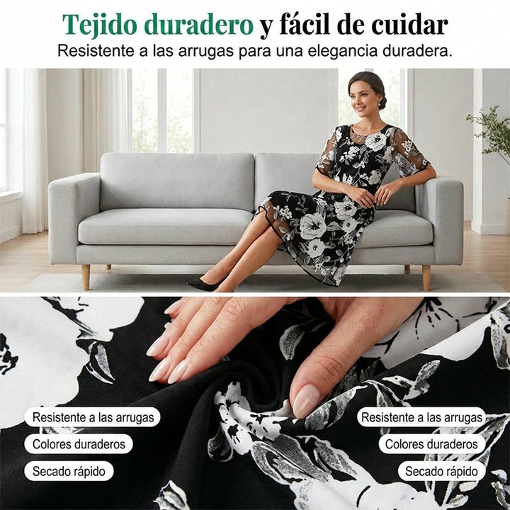 Elisa - Élégante robe en chiffon à motifs floraux