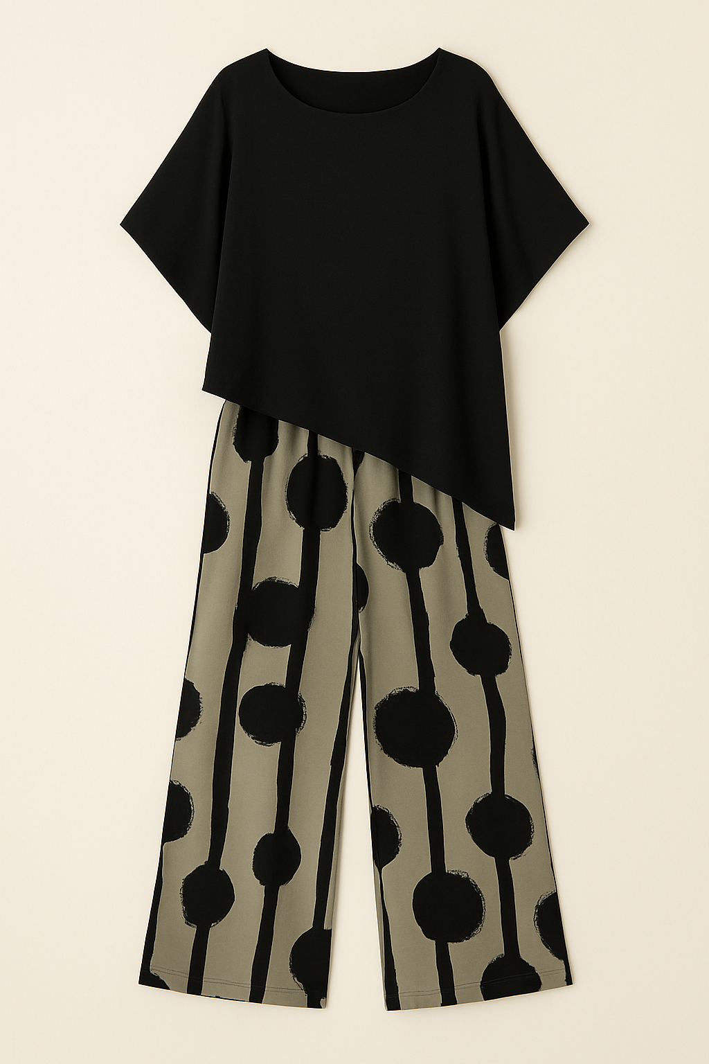 Asmea | Ensemble de deux pièces - Chemise à ourlet asymétrique & Pantalon rayé
